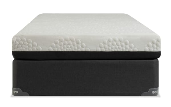 Bob-O-Pedic 6.5'' Full Firm Standard Mattress Set with gray fabric border, layered base foam and memory foam for firm support and comfort.