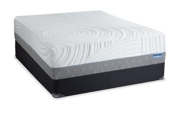 Twilight 15.5'' Twin XL Firm Standard Mattress Set by Bob's, featuring white quilted top with circular patterns, gray middle layer, and black foundation base.