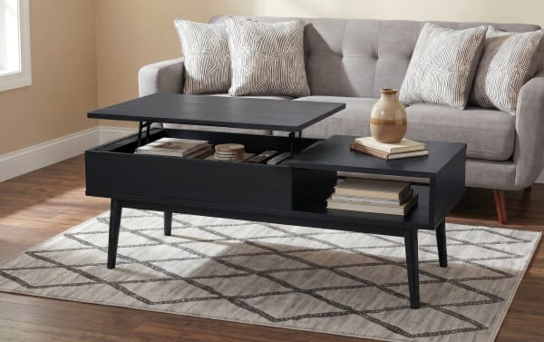 Bettie Black Rectangle Lift-Top Coffee Table