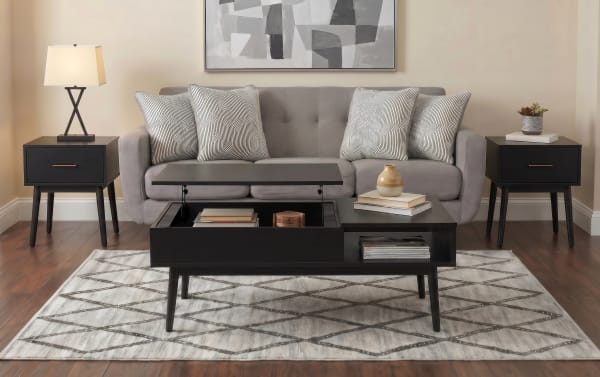 Bettie Black Rectangle Lift-Top Coffee & 2 End Table Set