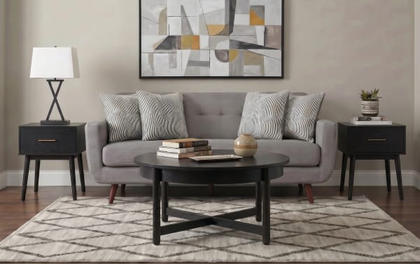 Bettie Black Round Coffee & 2 End Table Set