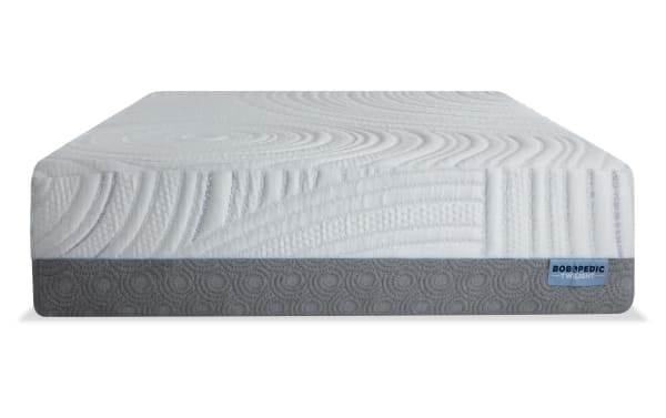 Power Bob Elite Base with Twilight 15.5'' King Firm Mattress featuring white quilted top, gray base, and Bob-O-Pedic Twilight label.