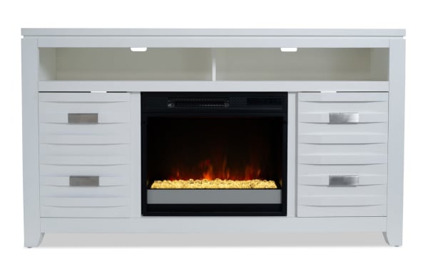 Elevations 59.5'' White Fully Assembled Fireplace and TV Stand