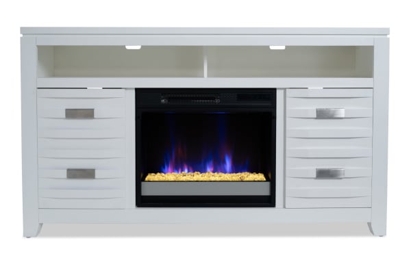 Elevations 59.5'' White Fully Assembled Fireplace and TV Stand