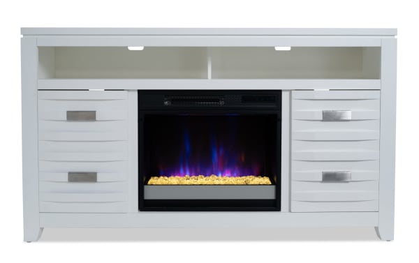Elevations 59.5'' White Fully Assembled Fireplace and TV Stand