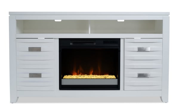 Elevations 59.5'' White Fully Assembled Fireplace and TV Stand