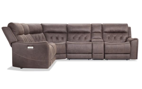 Canyon Walnut 126'' Bluetooth Audio Power Reclining 6 Piece Sectional