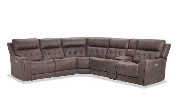 Canyon Walnut 126'' Bluetooth Audio Power Reclining 6 Piece Sectional
