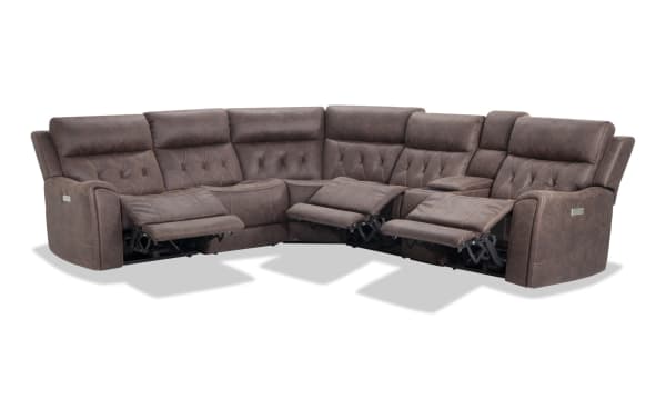 Canyon Walnut 126'' Bluetooth Audio Power Reclining 6 Piece Sectional