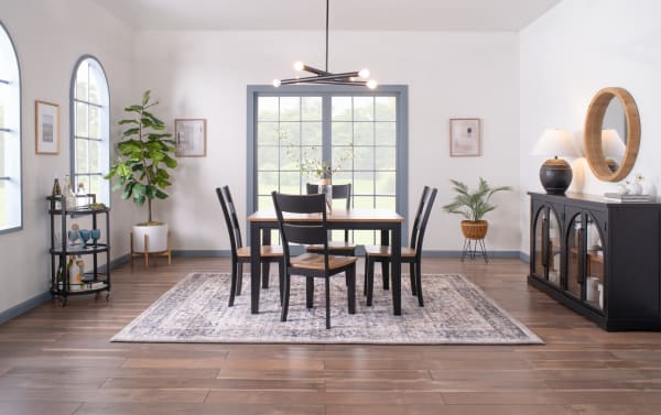 Blake 5 Piece Black & Natural Extendable Counter Height Dining Set