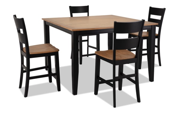 Blake 5 Piece Black & Natural Extendable Counter Height Dining Set