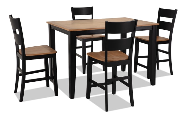 Blake 5 Piece Black & Natural Extendable Counter Height Dining Set