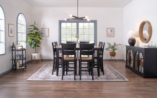 Blake 7 Piece Black & Natural Extendable Counter Height Dining Set