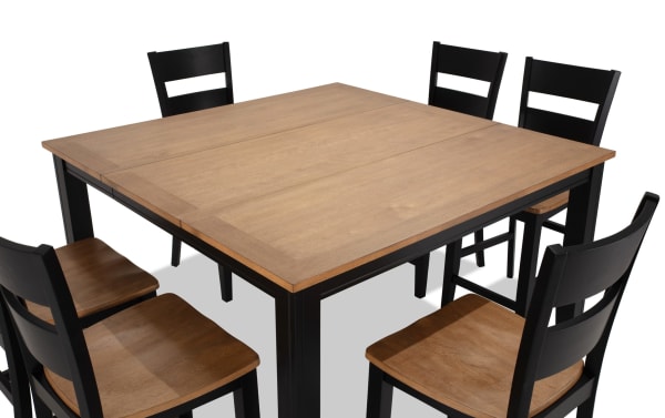 Blake 7 Piece Black & Natural Extendable Counter Height Dining Set