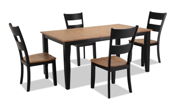 Blake 5 Piece Black & Natural Extendable Dining Set