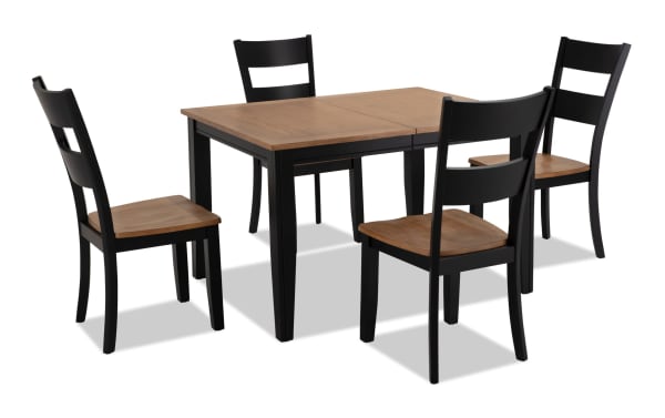 Blake 5 Piece Black & Natural Extendable Dining Set