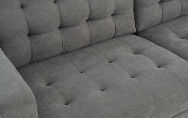 Charcoal gray Metro 78'' sofa with tufted polyester fabric upholstery, transitional style, and track arms for modern living rooms.