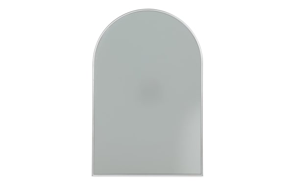 Villa Arch Silver Wall Mirror with a sleek silver frame and rounded arch top, featuring a transitional style for versatile home decor.