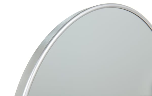 Villa Arch Silver Wall Mirror with brushed silver metal frame, transitional style, featuring a sleek arched design for elegant home decor.