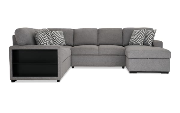Playday Gray 119'' 4 Piece Right Arm Facing Chaise Sectional with Pop-Up Sleeper & USB & USB-C Ports