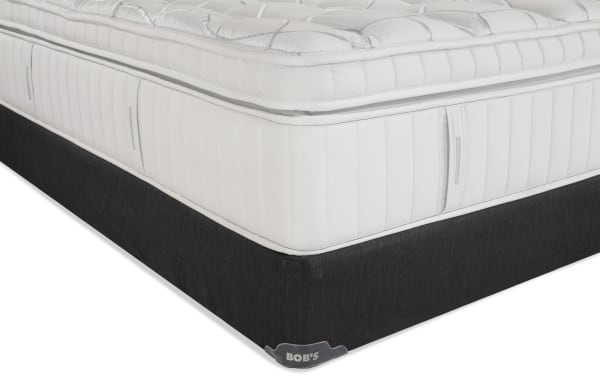 Obsession 16.5'' Twin XL Ultra Plush mattress set with white quilted top, individually wrapped coils, graphite memory foam, and black fabric base from Obsession collection.
