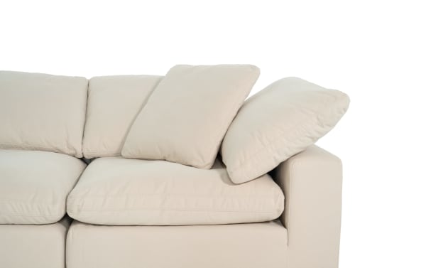 Beige Dream Shell 183" 5 Piece Modular Sectional with reversible oversized cushions, fabric upholstery in polyester and nylon, transitional style.