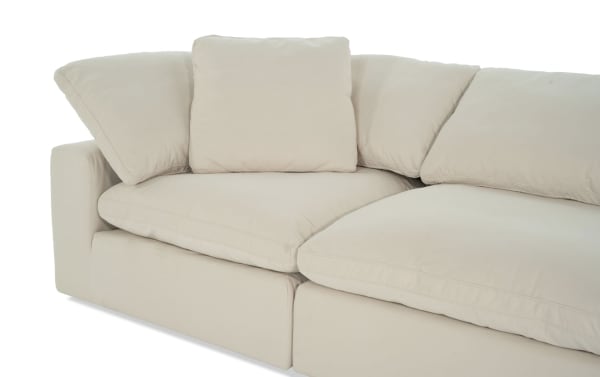Beige Dream Shell 174'' 8 Piece Modular Sectional with oversized reversible cushions, polyester-nylon fabric, and transitional style upholstery.