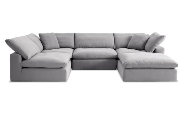 Dream Gray 131'' 5 Piece Modular Sectional with 2 Armless Chairs, 2 Corners, 1 Ottoman