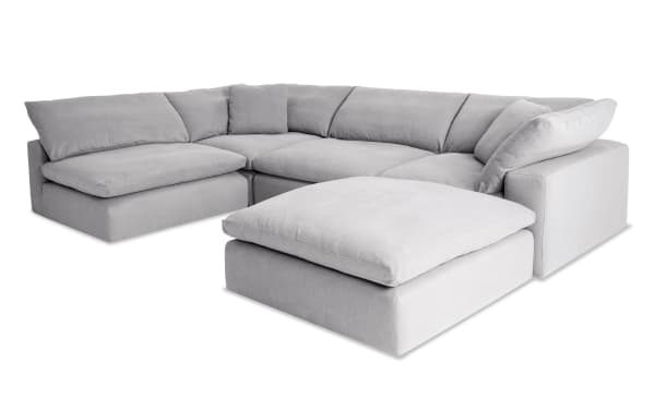 Dream Gray 131'' 5 Piece Modular Sectional with 2 Armless Chairs, 2 Corners, 1 Ottoman