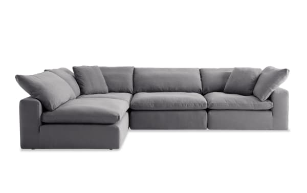 Dream Gray 174'' 4 Piece Modular Sofa with 2 Corners, 2 Armless Chairs in gray polyester fabric, transitional style, reversible cushioned seating.
