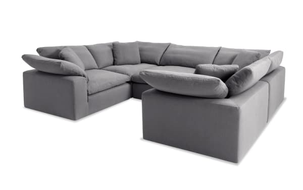 Dream Gray 131'' 5 Piece Modular Sectional with 4 Corners, 1 Armless Chair