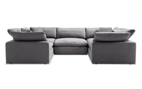Dream Gray 131'' 5 Piece Modular Sectional with 4 Corners, 1 Armless Chair