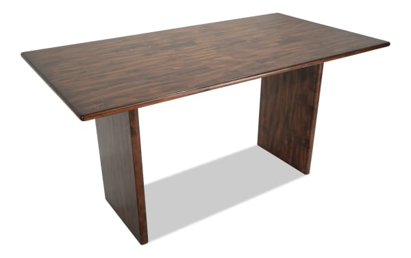 Mid-Century Modern Mango 72" brown solid mango wood counter height dining table with spacious rectangular top and sturdy panel legs.