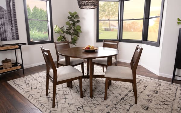 Mango 5 Piece Brown & Beige Solid Wood Counter Height Round Dining Set