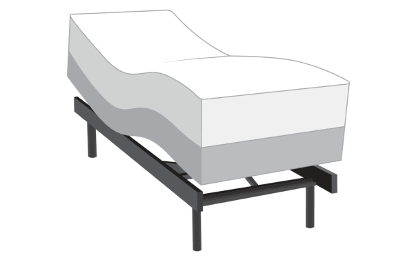 Power Bob Elite Base with Energy 14'' Twin XL Firm Mattress featuring gel-grid memory foam with charcoal for cooling, on adjustable black metal base.