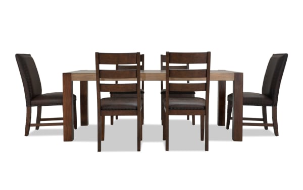 Canyon 7 Piece Brown Faux Leather Upholstered Dining Set