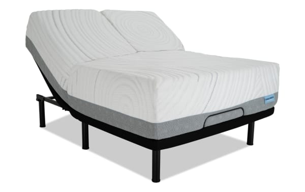 Power Bob Elite Base with Twilight 15.5'' King Firm Split Head Mattress in white and gray, featuring adjustable split head design, cooling cover, and USB ports.