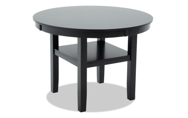 London Black Round Dining Table from London Dining collection, contemporary style with sturdy black MDF frame and lower shelf for extra storage.