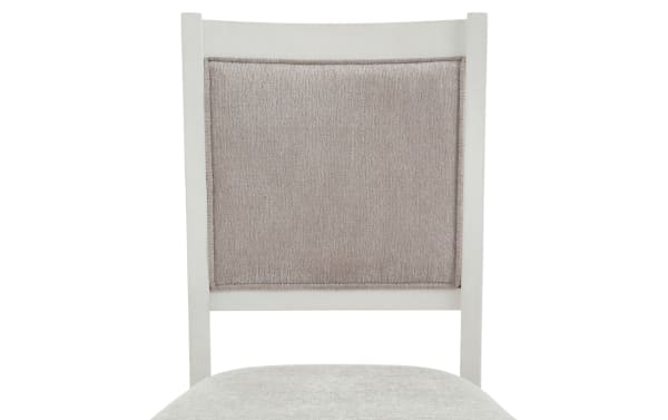 London White & Beige Panel Back Upholstered Dining Chair with beige polyester fabric, MDF frame, and contemporary style from London Dining collection.