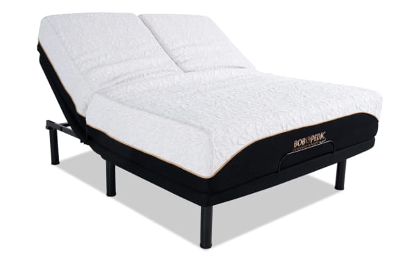 Power Bob Elite Base with Copper Sport Hybrid 11.5'' King Plush Split Head Mattress featuring white textured copper-thread cover, split adjustable head design, and black base for temperature regulation and pressure relief.