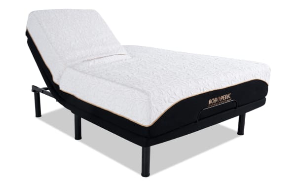 Power Bob Elite Base with Copper Sport Hybrid 11.5'' King Plush Split Head Mattress featuring white textured cover, black base, and adjustable split head design for customizable comfort and temperature regulation.
