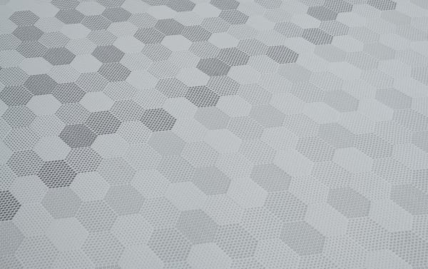 12'' Hybrid Full Plush Mattress with gray hexagonal pattern, plush comfort, tight-top design, and breathable fabric for restful sleep.