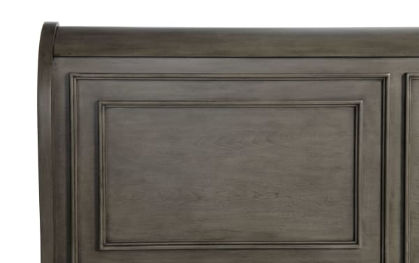 Middleton Queen Gray Sleigh Bed headboard in MDF with classic gray finish, transitional style, and detailed panel design from Middleton Bedroom collection.