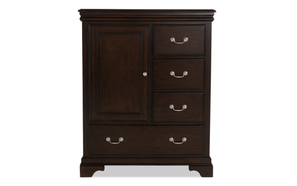 Middleton Cherry 4 Drawer Wardrobe in classic cherry finish, MDF construction, transitional style with one door and four drawers for versatile bedroom storage.