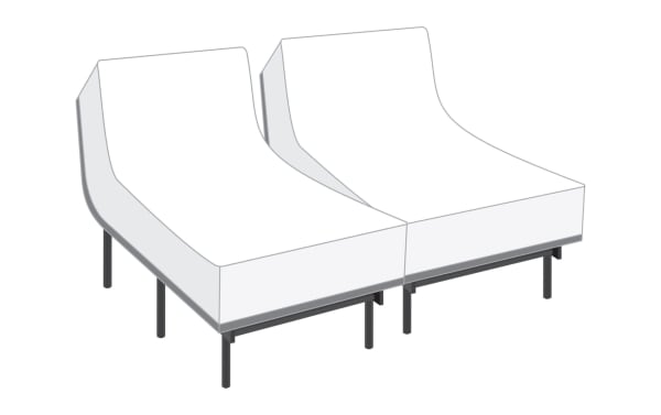 Power Bob Essential Base with Signature Hybrid 13.5'' Split King Firm Mattress featuring adjustable split design, white gel memory foam mattress with ultra-cooling cover, and black metal frame for customizable firm comfort in the Signature collection.