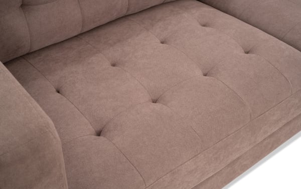 Taupe Metro 112'' 2-piece right arm facing chaise sectional with tufted polyester fabric upholstery, transitional style, and track arms.
