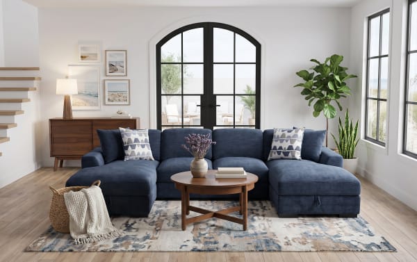 Playground 3 Piece Dual Chaise Sectional with Armless Pop-Up Sleeper