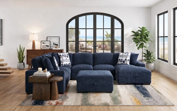 Playground 4 Piece Chaise Sectional with Storage Ottoman