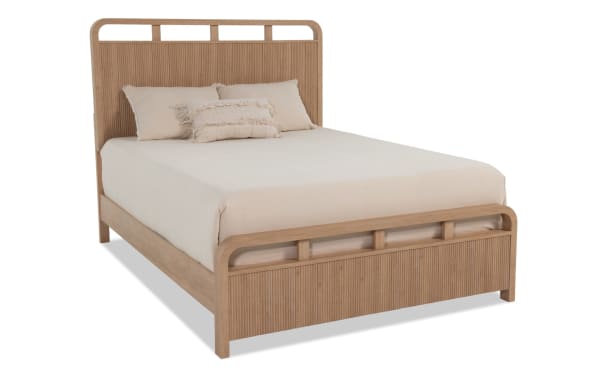Cascade Full Brown Panel Bed from the Cascade Bedroom collection features transitional style with engineered wood grain MDF, intricate reeding, smooth corners, and symmetrical openings on headboard and footboard.