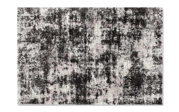Galaxy 8' x 10' Black Abstract Rug in transitional style with black and white abstract pattern, made of heat set polypropylene fabric polyester.